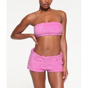 SKIMS Terry Cover Up Bandeau Top, NWT 2X Neon Orchid Pink